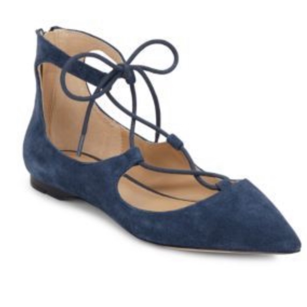 NWT Saks Fifth Avenue Estyn Suede Lace Point Flats